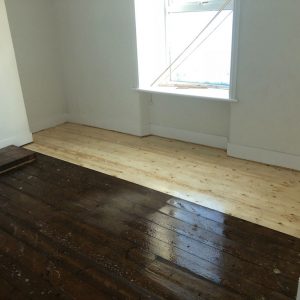 livingroom floor being treated