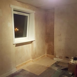 room finished with plaster