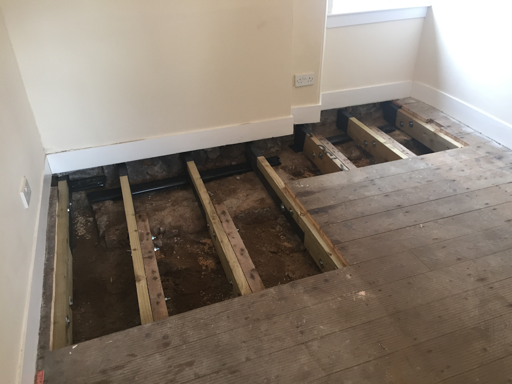 new joists bolted onto old joists