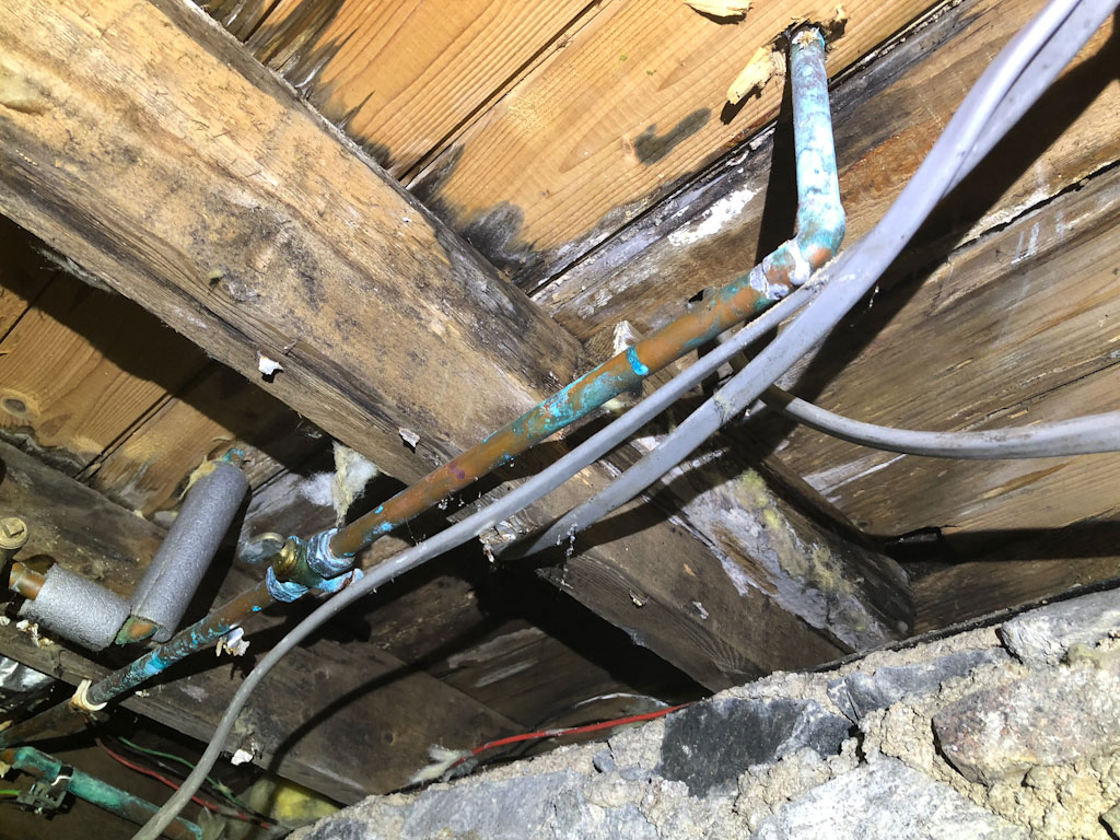 Joists affected by leaky pipes